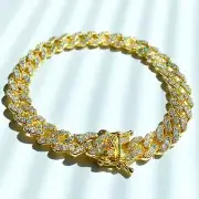 Miami Cuban Link Chain Ice Out 18k Gold ICY Bracelet