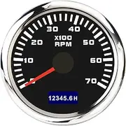 APTPKGDFDK 52mm 3000-8000 RPM Tachometer Tacho Meter Gauge with Red Backlight for Car Truck Marine Boat Yacht RV Camper 9-30V Accessories Temperature Meter(7000 RPM BS)