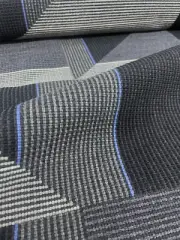5.25 yds Luum Mitered Black Walnut Gray & Blue Geometric Wool Upholstery Fabric