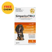 Simparica Trio For Small Dogs 5.1-10kg (Orange) 6 Chews + 1 Free