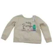 Garanimals Sweatshirt Cream Cat Miss Purrfect Crew Neck Toddler Girls 24 M