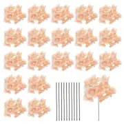 20 Sets Artificial Hydrangea Flower Heads with Stems for Bouquet,Light Orange