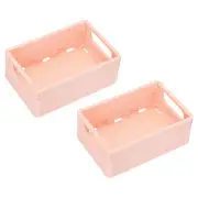 2 Pcs 9.8 x 6.5 x 3.7" Collapsible Plastic Basket Large Storage Crate, Pink
