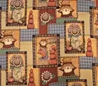 Cotton Fabric 20"x44" Harvest Welcome Patchwork Scarecrow Pumpkins Sunflowers