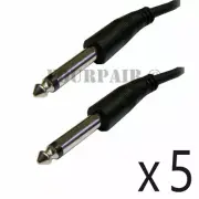5 PACK - 3Ft 1/4" Mono Male to Male Audio Patch Cable Guitar AMP Speaker PA