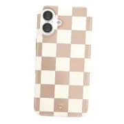 Checkered Phone Case for iPhone for Women - 16 Plus Nude Vibe Checkered