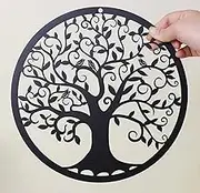 RESACO Tree of Life Wall Art Metal Tree Life Wall Decor Family Tree Wall Plaque 11 Inches Tree of Life Wall Hanging for Bathroom Kitchen Living Room Bedroom Indoor Outdoor（Black）