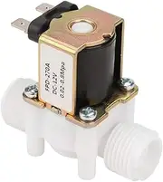 G1/2" DC 12V Water Valve Solenoid, NC, Plastic & Brass, FPD-270A, Solenoid Valve, 2 Ports, 1/2" Inlet & Outlet, Red & Brass, Valve