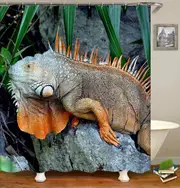 Wild Red Lizard Iguana Shower Curtain