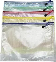 Haobase 5Pcs A4 Mesh Zipper Pouch Document Bags Plastic Zip File Folders