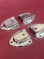 Set of 4 Handle Caps for Steamer Trunk Handles, Vintage, in Bright Nickel Plate
