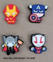 Croc Charms Marvel Iron Man Captain America Thor Ant Man 4 pieces USA SELLER S1