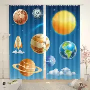 Multiplanet Arrangement 3D Blockout Photo Print Curtain Fabric Curtains Window