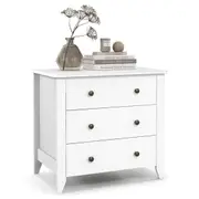 Giantex 3-Drawer Chest w/Double Handles Bedside Table Storage Dresser Cabinet Bedroom Living Room Home White