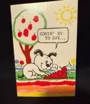 #3277-Unused Get Well-Dog-Typewriter-Apple Tree-English Cards Ltd.