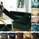 Velvet Plush Stretch Sofa Cover For Living Room Furniture Slipcover ChaiseLongue