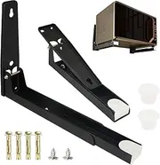 Set of 2 Microwave Wall Brackets, Stainless Steel Microwave Holder, Wall Mount, Microwave, Microwave Shelf, Extendable, Foldable, Load Capacity up to 40 kg, for Microwaves, Grill Oven, Black