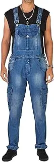[Generic] Regular Fit Overall Flex Workwear Slim Fit Jumpsuit With Pockets Men Casual Denim Bib Overalls