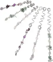 [WRITWAA] Dreadlock Jewelry Set 6pcs Natural Stone Pendants Braiding Hair Cuffs Vintage Hairpin for Women