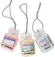 Yankee Candle Hanging Car Jar® Ultimate 3-Pack Air Fresheners Neutralizes Odors Up to 30 Days Includes: Beach Walk Pink Sands and Sun and Sand (Pack of 3)