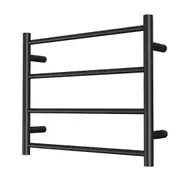 Electric Heated Towel Rack Wall Mounted Towel Rail 4 Bars Round Matt Black