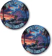 [No Thorns Media] Myrtle Beach South Carolina 2 Pack Pinback Buttons 2.25" Fun Pins for Clothes, Backpacks, Hats, and Jackets - Cartoon, Retro, and Punk Style Lapel Badges, Slogans, and Party Pins ID45000, Metal, no