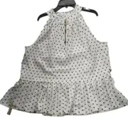 Tommy Hilfiger Blouse Sleeveless Shirt Tank Top Ruffle White Size M M536