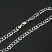 8" 4.7mm Unisex Curb Miami Cuban Link Bracelet Real Solid White Gold