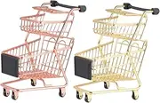 ERINGOGO 2pcs Mini Shopping Cart Model Realistic Supermarket Handcart for Play and Decoration Versatile Utility Trolley for Role Play Creative Storage