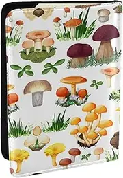 [JEJEA] Japanese Painting Mushroom Print Travel Organizer Credit Cards Case Passport BookPassport Holder Cover Wallet forTraveling,, Black, One Size