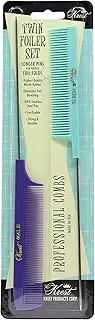 (Vintage Purple & Green) - Krest Pintail Combs Weaving Foiling Fine Tooth Rattail Hair Cutting Comb Colours 2 Pc. (Vintage Purple & Green)