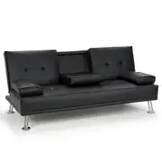 Sarantino Rochester Faux Leather Sofa Bed Lounge Couch Futon Furniture Suite Black Sofa Beds