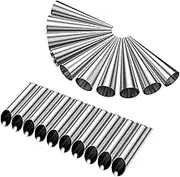 FwQoFvk 20/30Pcs Cannoli Forms Tubes Kits, Tubular Shaped Cannoli Forms Tool, Non Stick Stainless Steel Cream Horn Mold, Cone Tubular Shaped Mold Tool for Danish Pastry Cream Roll (20pc)