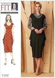 [VOGUE PATTERNS] V1552OSZ Misses' Knit Draped Dresses, A- A-B-C-D-E-F-G-H-I-J, Green