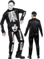 Adult Male Skeleton Jumpsuit Costume and Mask