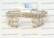 White Gold 1/3ct Diamonds Station Solitaire Wrap Ring Guard solitaire enhancer