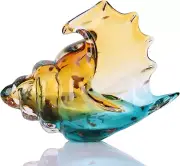 Blown Glass Conch Statue, Coastal Home Decor Sea Shells, Glass Conch Horn Sculpt