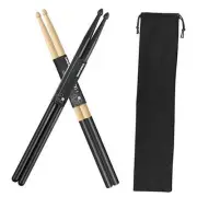 Drum Sticks 5A 1 Pair Nylon Drumsticks 1 Pair Non-Slip 1×Maple 1×Nylon (black)