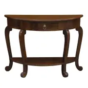 Emilie Cabriole Leg 1 Drawer Half Round Sofa Table - Mahogany