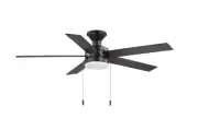 Hampton Bay Caltris 52" LED Indoor/Outdoor Matte Black Ceiling Fan with Light