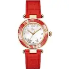 Guess Women's Watch Classic Quartz SS Case White Dial Red Leather Strap Y12006L1