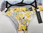 BCBG 3 Pack Women S M L XL Lace Back Classic Panties Gray/Blue & Yellow Prints