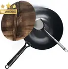 Carbon Steel Wok for Electric, Induction, Gas Stoves with Lid & Spatula Included