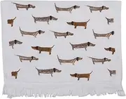 Clayre & Eef Guest Towel 40 x 66 cm White Brown Cotton Dog Toilet Towel