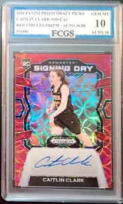 2024 Prizm DP Caitlin Clark RC Auto /88 Red Circles FCGS 10 GEM MT (Auto 10)