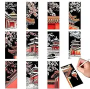 Scratch Bookmarks for Kids, Students Scratch Paper Set of 12, Bookmarks Craft Paper Art Sets for Kids Students Party Bag Fillers