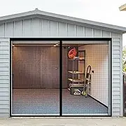 Butizone Garage Door Screen for 1 Car Garage Doors, 8x7FT Reinforced Fiberglass Magnetic Single Garage Screen Door with High Energy Magnets, Hands Free and Easy Assembly