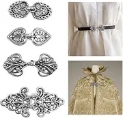 [TOYSS] Retro Cloak Sweater Clip Alloy Brooch Clip,Retro Sweater Clip,Vintage Sweater Shawl Clips Retro Cardigan Collar Clips,4Pcs Dress Shirt Brooch Clips Vintage Sweater Clip Cardigan Clip Shawl Clip,Silver