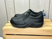 Merrell Men's Jungle Moc SZ 9 Black Leather Composite Toe Work Shoe Slip-on New