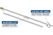Tangle Free Spinning Flag Pole Aluminum 6FT Two Piece Design Durable Rust Free